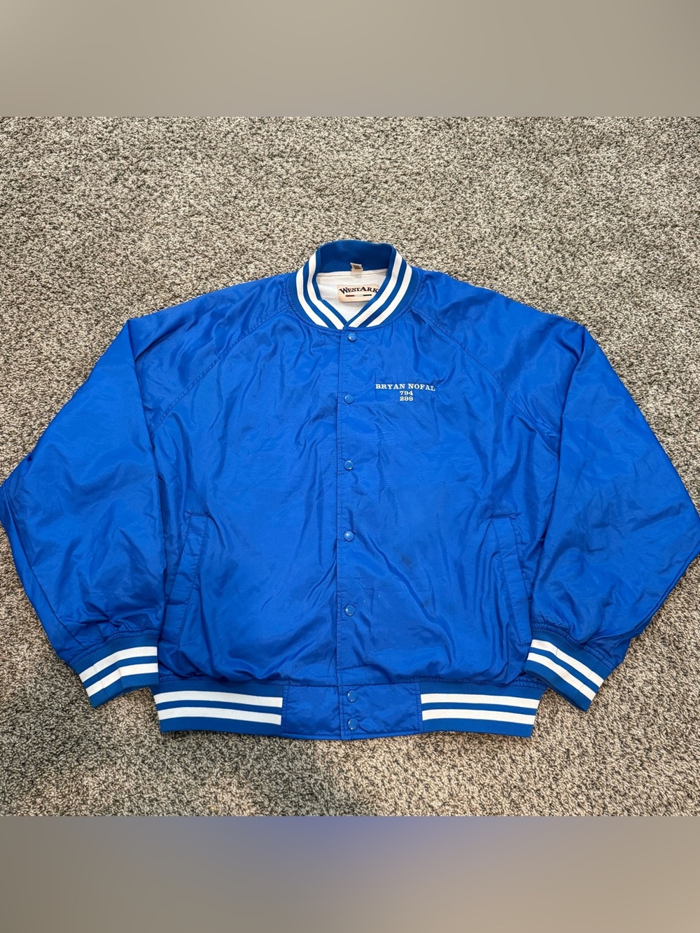 🔥90s Westark Ancient City USBC Bowling Jacket Blue XXL Vintage Style Men’s